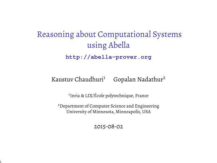 reasoning about computational systems using abella