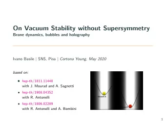 On Vacuum Stability without Supersymmetry  Brane dynamics, bubbles and holography Ivano Basile |