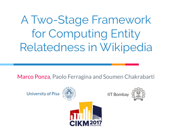 a two stage framework for computing entity relatedness in