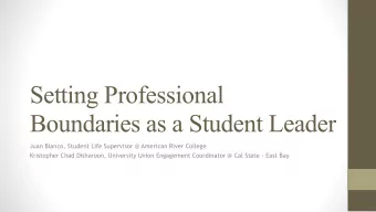 Setting Professional  Boundaries as a Student Leader  Juan Blanco, Student Life Supervisor @