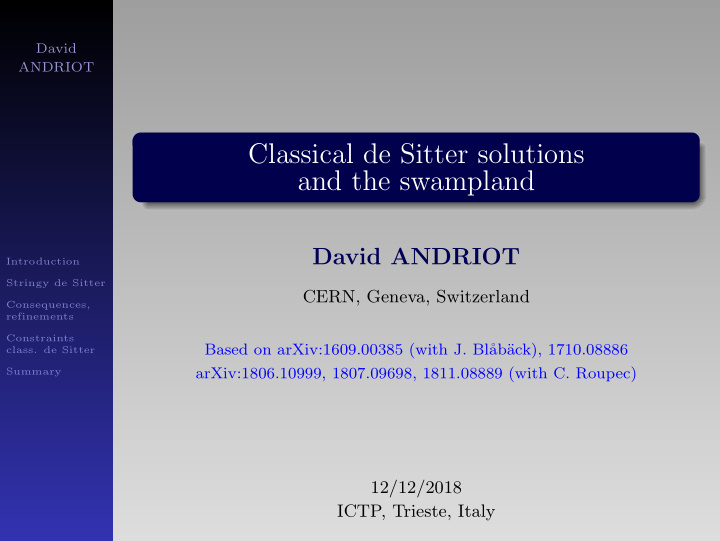 classical de sitter solutions and the swampland