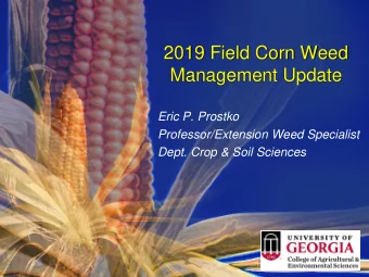 Management Update  Eric P. Prostko  Professor/Extension Weed Specialist  Dept. Crop &amp; Soil