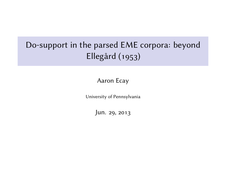 do support in the parsed eme corpora beyond elleg rd