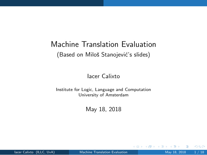machine translation evaluation