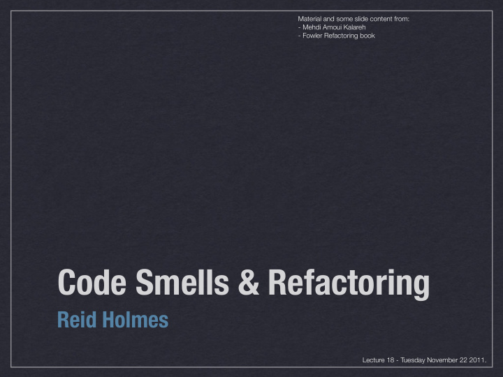 code smells refactoring