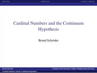 Cardinal Numbers and the Continuum  Hypothesis  Bernd Schr  oder  logo1  Bernd Schr  oder
