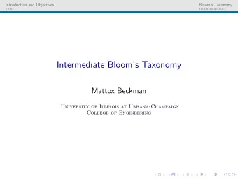 Intermediate Blooms Taxonomy  Mattox Beckman  University of Illinois at Urbana-Champaign
