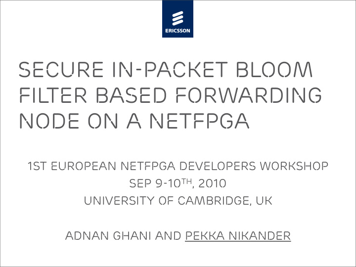 secure in packet bloom filter based forwarding