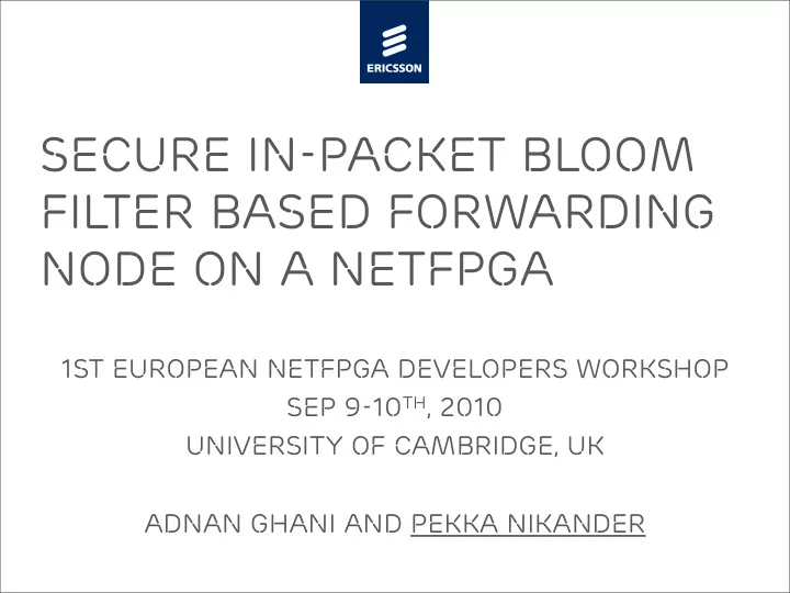secure in packet bloom filter based forwarding
