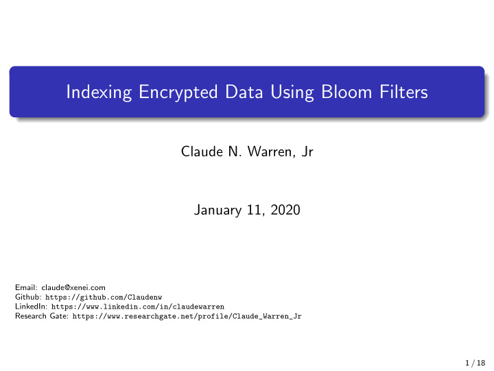indexing encrypted data using bloom filters