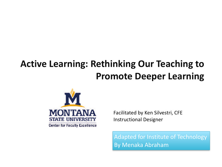 active learning rethinking our teaching to promote deeper
