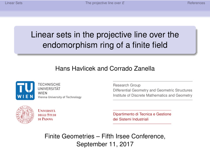 linear sets in the projective line over the endomorphism