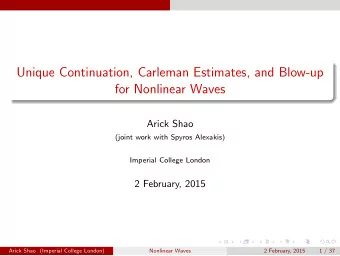 Unique Continuation, Carleman Estimates, and Blow-up  for Nonlinear Waves  Arick Shao  (joint work