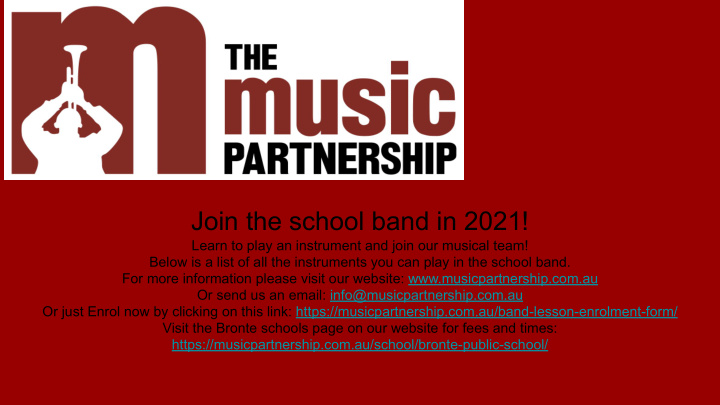 join the school band in 2021