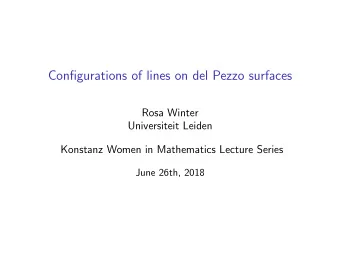 Configurations of lines on del Pezzo surfaces  Rosa Winter  Universiteit Leiden  Konstanz Women in