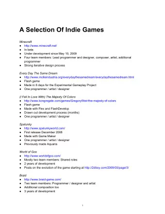 A Selection Of Indie Games  Minecraft  http://www.minecraft.net/  In beta  Under