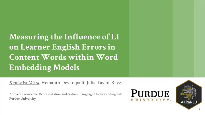 measuring the influence of l1 on learner english errors