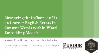 Measuring the Influence of L1  on Learner English Errors in  Content Words within Word  Embedding