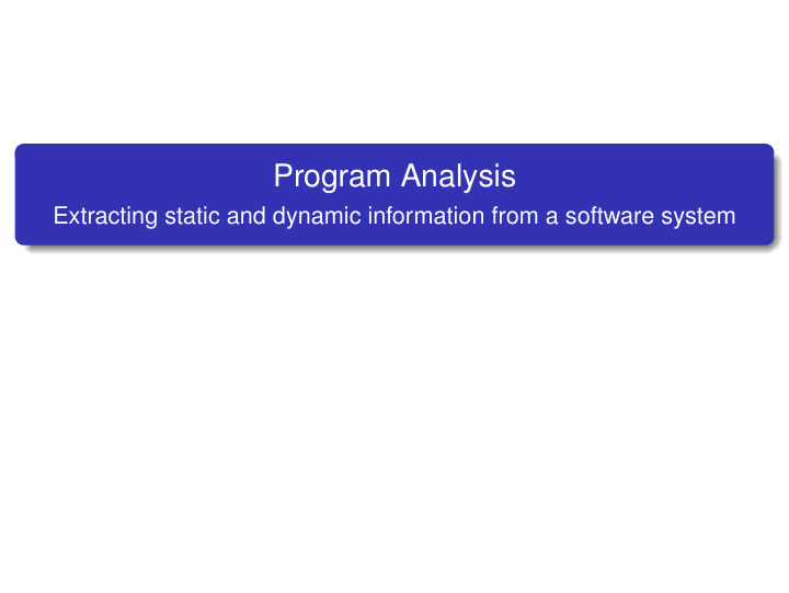 program analysis