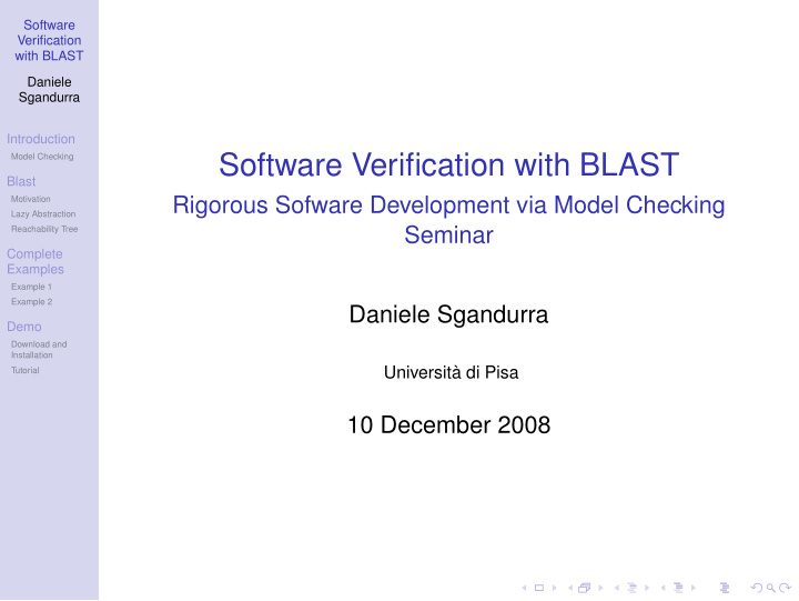 software verification with blast