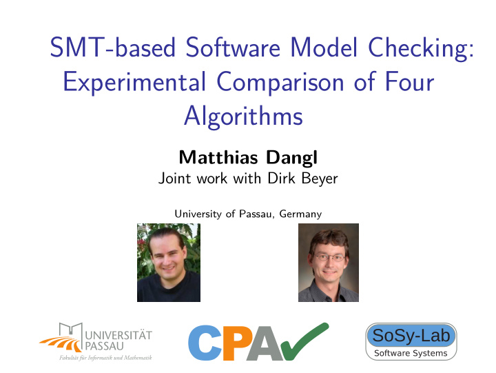 smt based software model checking experimental comparison