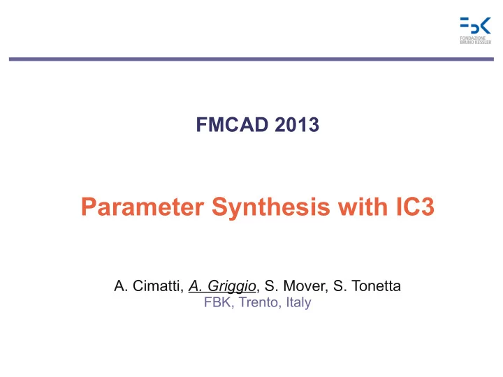parameter synthesis with ic3