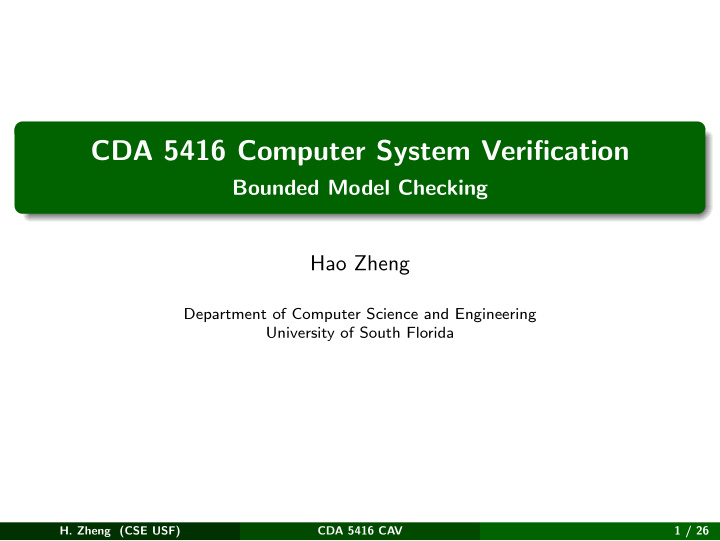 cda 5416 computer system verification