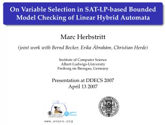 On Variable Selection in SAT-LP-based Bounded  Model Checking of Linear Hybrid Automata  Marc