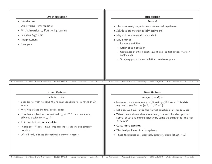 order recursion introduction introduction rc d order