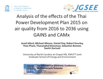 Power Development Plan 2015 on  air quality from 2016 to 2036 using  GAINS and CAMx  Jared Allard,