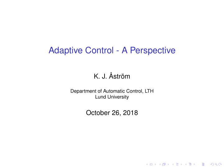 adaptive control a perspective