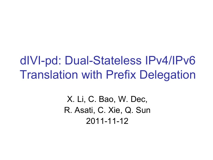 divi pd dual stateless ipv4 ipv6 translation with prefix