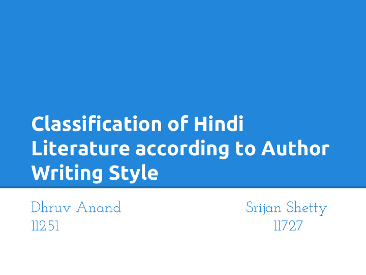 classification of hindi literature according to author