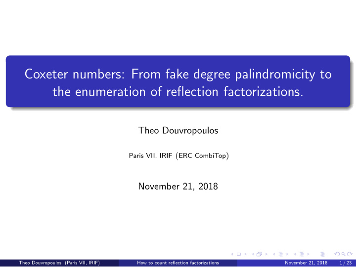 coxeter numbers from fake degree palindromicity to the