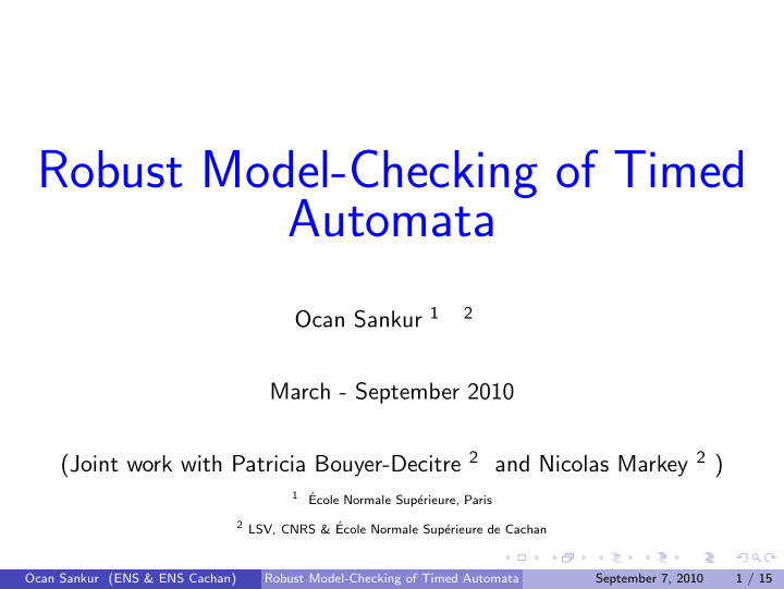 robust model checking of timed automata