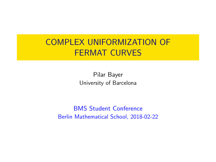 complex uniformization of fermat curves