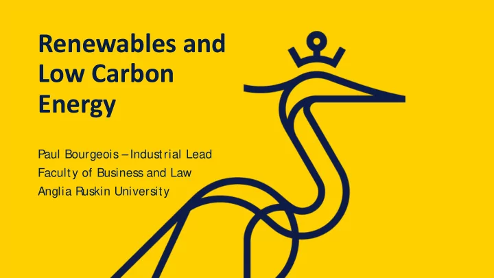 renewables and low carbon energy