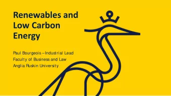 Renewables and  Low Carbon  Energy  Paul Bourgeois Industrial Lead  Faculty of Business and Law