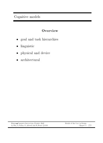 Cognitiv  e  mo  dels  Ov  erview    goal  and  task  hierarc  hies    linguisti  c    ph