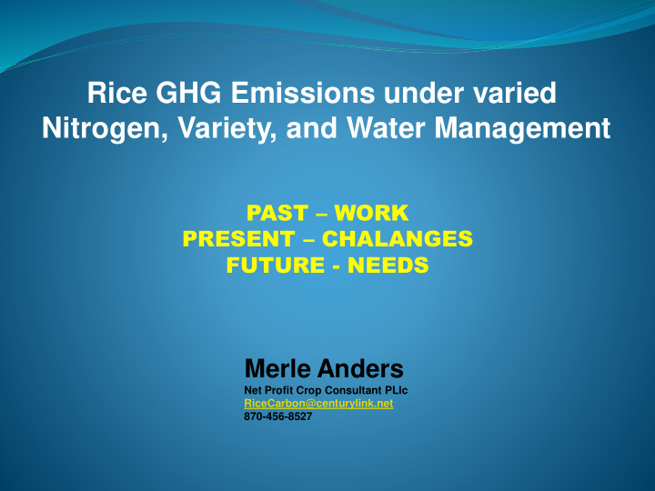 rice ghg emissions under varied
