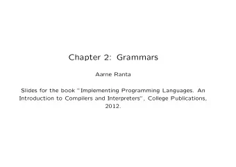 Chapter 2: Grammars  Aarne Ranta  Slides for the book Implementing Programming Languages. An