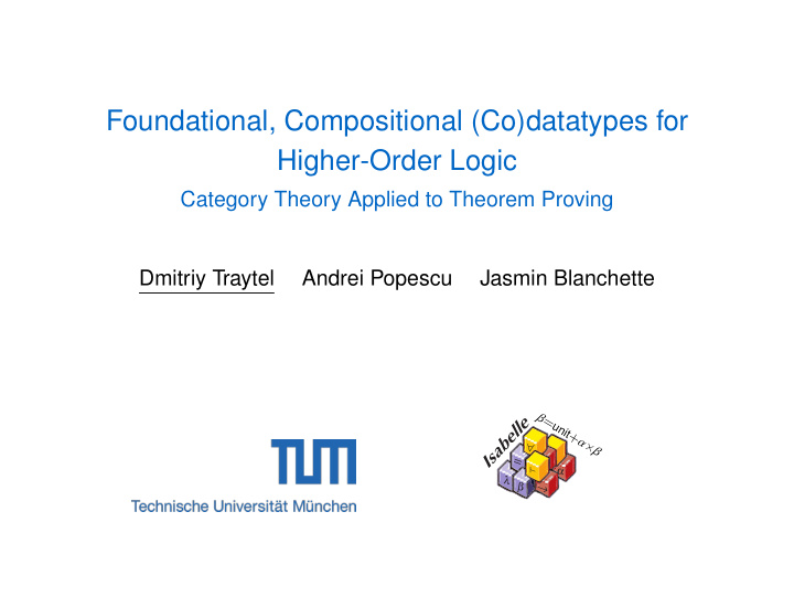 foundational compositional co datatypes for higher order