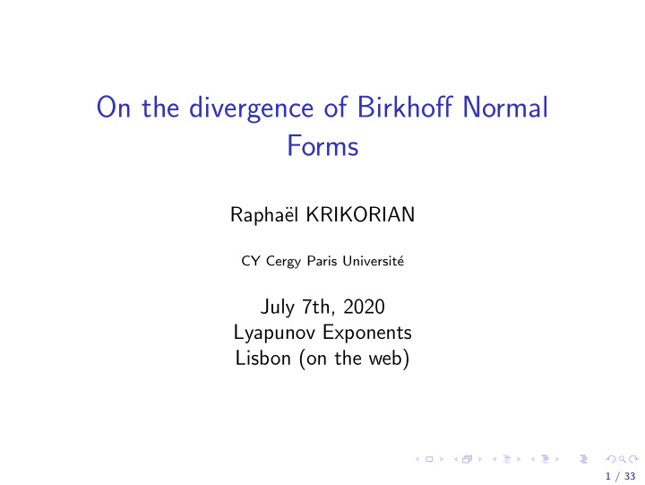 on the divergence of birkhoff normal forms
