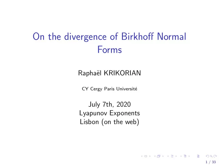 on the divergence of birkhoff normal forms
