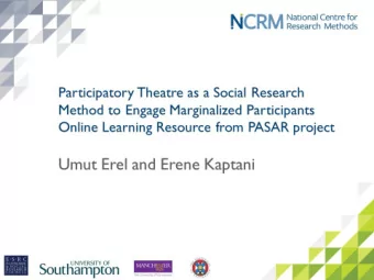 Potential for Co-producing knowledge with  Migrant families  PI: Dr Umut Erel, The Open University