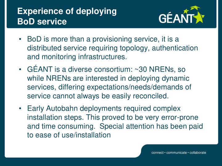 experience of deploying bod service