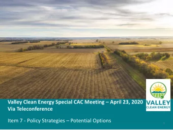 Item 7 - Policy Strategies  Potential Options  1  Publi  lic Co  Comments  To Provide Public