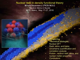 Nuclear radii in density functional theory  Witold Nazarewicz (FRIB/MSU)  Neutron Skins in Nuclei