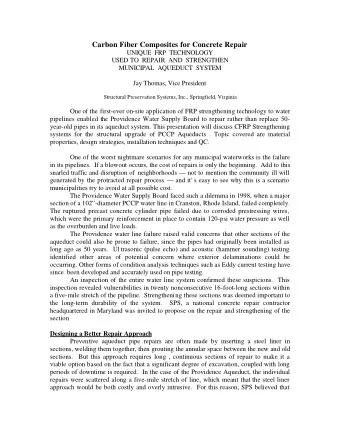 Carbon Fiber Composites for Concrete Repair  UNIQUE  FRP  TECHNOLOGY  USED TO  REPAIR  AND