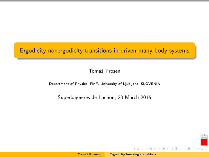 ergodicity nonergodicity transitions in driven many body